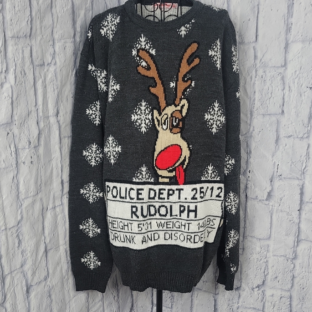 Merry Christmas Police‎ Dept. Rudolph Men's Sweater XXL